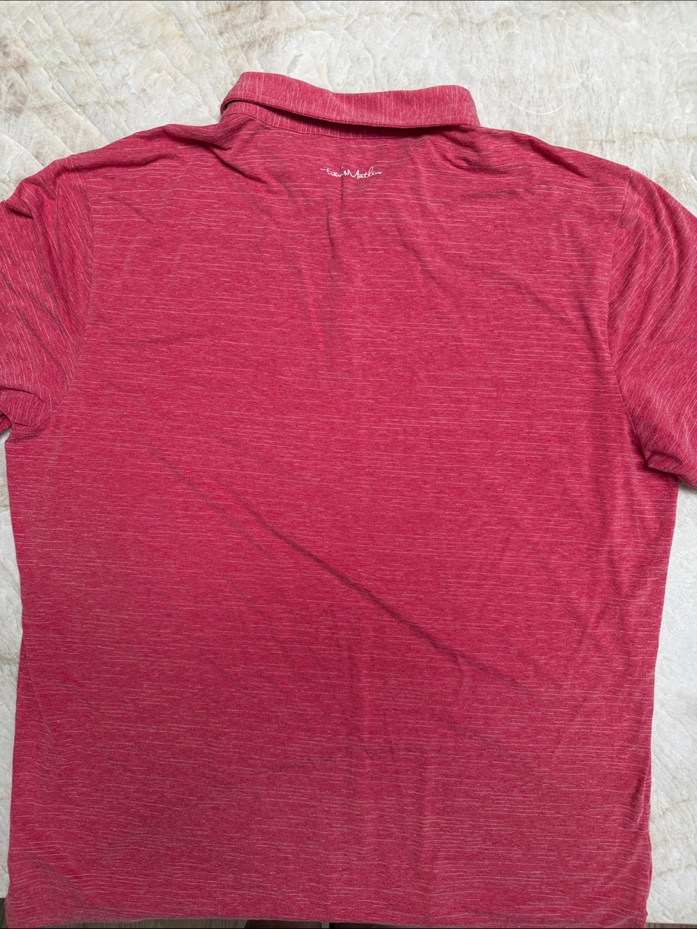Travis Mathew Men's Heathered Raspberry Polo - Picture 5 of 5